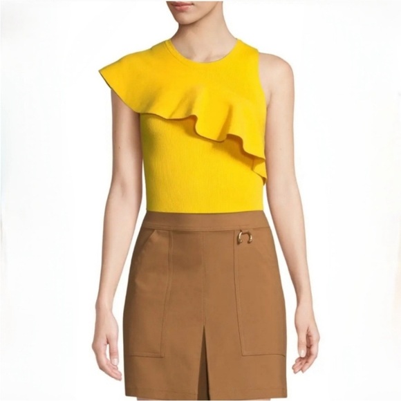 ALC yellow Malia knit sweater tank ruffle blouse top size SM - Picture 1 of 5